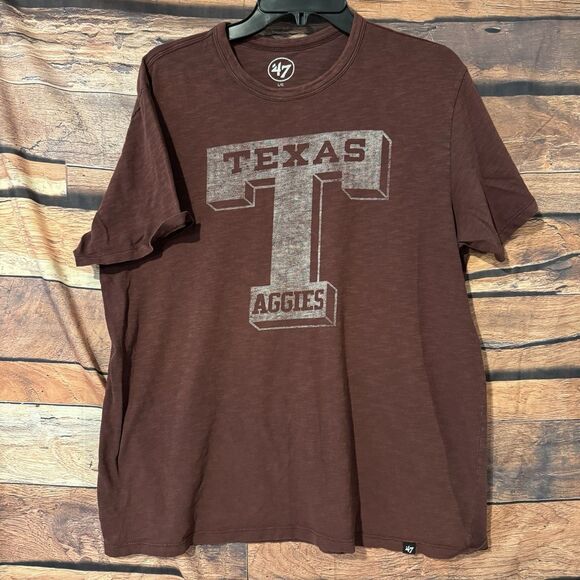 '47 Texas A&M Aggies T-Shirt Large Classic Block  Maroon NCAA Collegiate Tee - Picture 1 of 6